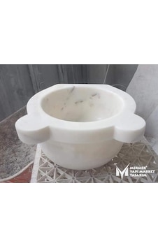 Afyon Damarlı Beyaz Mermer Düz Mini Kurna