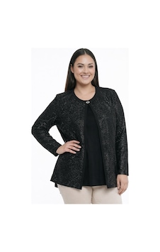 By Saygı Kadın İçi Likralı Bluz Sim Detaylı Çiçek Desenli Dantel Ceket Büyük Beden 2'li Takım Siyah By Saygı Kadın İçi Likralı Bluz Sim Detaylı Çiçek Desenli Dantel Ceket Büyük Beden 2'li Takım Siyah