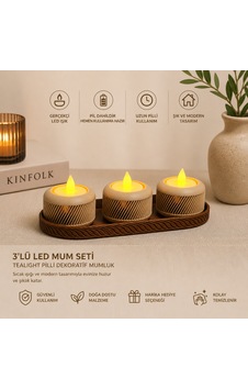 3 Lü Led Mum Seti Kahve 3 Lü Led Mum Seti Kahve