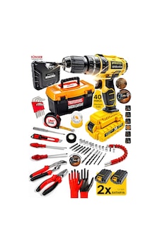Premium Seri 40 Parça Pense Fortpense Yıldız Düz Metal Şansuman2x Akülü Matkap Set Premium Seri 40 Parça Pense Fortpense Yıldız Düz Metal Şansuman2x Akülü Matkap Set