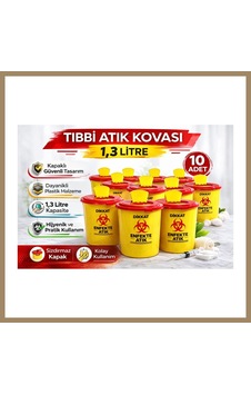 Kahveci.store Atık Kovası 1,3 Litre 10 Adet Kapaklı Atık Kutusu Enfekte Atık Kovası Seti 22 Diğer