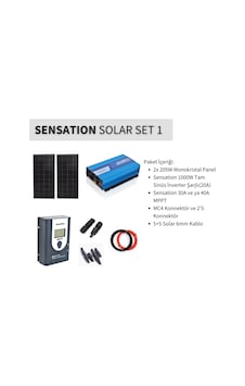 Sensation Solar Set Paket 1 Karavan,bağ Evi Monokristal Güneş Paneli-mppt-inverter Tam Sinüs Şarjlı