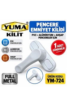Yuma Emniyet Kilidi Çocuk Güvenlik Kilidi Metal Pvc Alüminyum Ahşap Pencerede Beyaz 1 Adet Kod : Ym-724