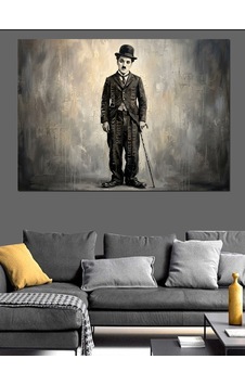 Charlie Chaplin Siyah Beyaz Portre Dekoratif Kanvas - Mdf Ahşap Tablo Charlie Chaplin Siyah Beyaz Portre Dekoratif Kanvas - Mdf Ahşap Tablo