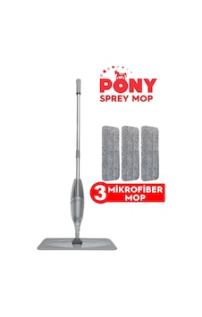 Pony Sprey Mop Mikrofiber Mop Gri 3'lü Pony Sprey Mop Mikrofiber Mop Gri 3'lü