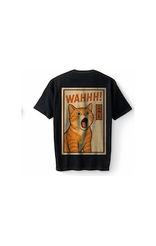 Bumeta Siyah Turuncu Kedi Baskılı Funny Cat Graphic Japon Tarzı Streetwear Oversize Unisex Tişört T-shirt Bumeta Siyah Turuncu Kedi Baskılı Funny Cat Graphic Japon Tarzı Streetwear Oversize Unisex Tişört T-shirt