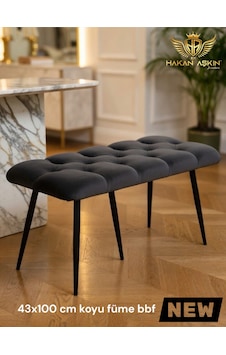 By Hakan Aşkın Stella 43x100 Cm Puf&bench Yatak Önü - Antre - Salon - Oturma Odası Koyu Füme Stl01