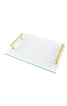 Gold Tutacaklı Cam Tepsi 40x30x6cm 1 Adet