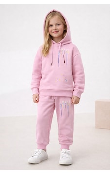 Noble Kids Kız Çocuk Kapüşonlu Eşofman Takım Pembe