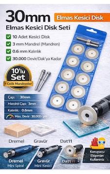 Senbang 30 Mm Elmas Kesici Disk Seti 10 Lu + 2 Mandren Cam Mermer Seramik Taş Kesme Mini Matkap Uyumlu Senbang 30 Mm Elmas Kesici Disk Seti 10 Lu + 2 Mandren Cam Mermer Seramik Taş Kesme Mini Matkap Uyumlu