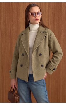 Olcay Ceket Yaka Oversize Kısa Kaban Vizon Melanj 3204 Olcay Ceket Yaka Oversize Kısa Kaban Vizon Melanj 3204