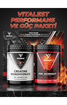 Vitalest Performans Ve Güç Paketi: Saf Mikronize Creatine Monohydrate & Tatlı Kiraz Aromalı Pre-workout Imperial 2'li Sporcu Kombinasyonu