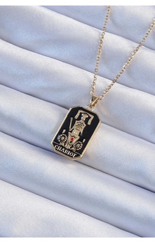 316l Çelik Zincir Altın Renk Siyah Mineli Tarot Kolye - Lisinya Gold 316l Çelik Zincir Altın Renk Siyah Mineli Tarot Kolye - Lisinya Gold