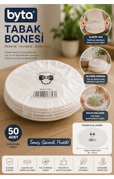 Elastik Tabak Bonesi Gıda Koruyucu Streç Kapak 50'li Paket Hijyenik Esnek Tabak Örtüsü Çok Amaçlı Elastik Tabak Bonesi Gıda Koruyucu Streç Kapak 50'li Paket Hijyenik Esnek Tabak Örtüsü Çok Amaçlı