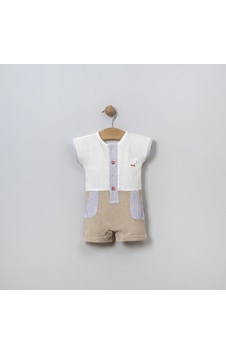 Lamato Baby Yazlık Ayıcık Kafası Nakışlı Bebe Erkek Tulum Bej Lamato Baby Yazlık Ayıcık Kafası Nakışlı Bebe Erkek Tulum Bej