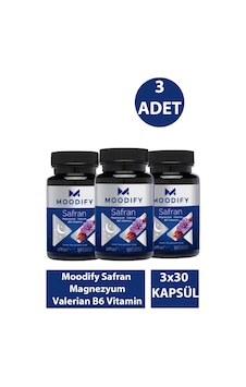 Moodify Safran Magnezyum Valerian B6 Vitamin 3 x 30 Kapsül