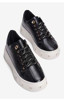 Mubiano Kadın Çizgi Dokulu Sneaker Kalın Tabanlı Bağcıklı Gold Detaylı Taşlı Vika Siyah Mubiano Kadın Çizgi Dokulu Sneaker Kalın Tabanlı Bağcıklı Gold Detaylı Taşlı Vika Siyah