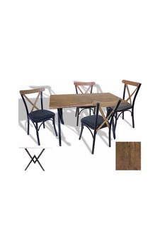 Çipa - Tonet Masa Takımı Werzalit, Allzalit, Vermodin Tabla 80x140 - Rustic Dark - Deri Kahve Çok Renkli