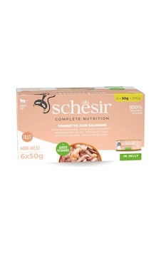 Schesir Jöle İçinde Ton Balıklı Ve Somonlu Yetişkin Kedi Konservesi 6 X 50 Gr
