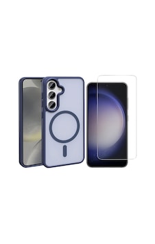 Vendas Galaxy Uyumlu S25 Fe Kılıf M-safe Şarj Özellikli Mat Arka Yüzey Zore Sio Kapak + Nano Ekran Koruyucu Lacivert