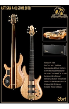Cort A4 Custom 20th Nat Bass Gitar, Çantalı, Naturel