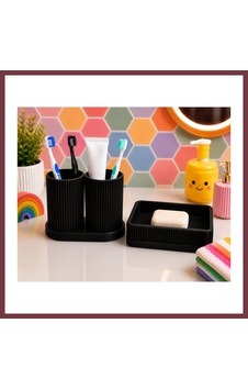 Storeşahin 3d Baskı Diş Fırçalık Ve Sabunluk Seti - Lavabo Üstü Banyo Organizeri-siyah Shn0720 Storeşahin 3d Baskı Diş Fırçalık Ve Sabunluk Seti - Lavabo Üstü Banyo Organizeri-siyah Shn0720