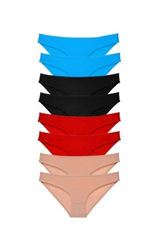 Hubrendy Tedarik 8 Adet Süper Eko Set Likralı Kadın Slip Külot Siyah Kırmızı Ten Mavi Çok Renkli Hubrendy Tedarik 8 Adet Süper Eko Set Likralı Kadın Slip Külot Siyah Kırmızı Ten Mavi Çok Renkli