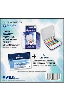 Daler Rowney 24lü Suluboya Metal Kutu+canson Montval Suluboya Defteri 300 Gr 18x25 Cm 12 Sayfa Diğer Daler Rowney 24lü Suluboya Metal Kutu+canson Montval Suluboya Defteri 300 Gr 18x25 Cm 12 Sayfa Diğer