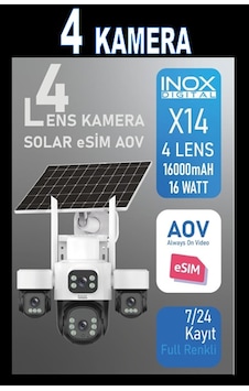 Inox-x14 4lens Esim Solar Kamera + 128 Sd Hafıza Kartı