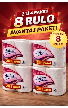 Dolce Çift Katlı Kağıt Havlu 2'li Rulo 4 Paket Yüksek Emicili Çok Amaçlı Kağıt Havlu Dolce Çift Katlı Kağıt Havlu 2'li Rulo 4 Paket Yüksek Emicili Çok Amaçlı Kağıt Havlu