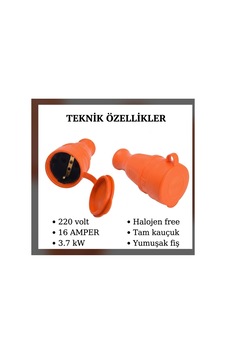 Tam Kauçuk Monofaze Yumuşak Holojen Free Dişi Fiş Araç Şarjı Uyumlu 3.7 Kw 16 Amper - 934357888 Tam Kauçuk Monofaze Yumuşak Holojen Free Dişi Fiş Araç Şarjı Uyumlu 3.7 Kw 16 Amper - 934357888