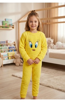 Beniizle Nakışlı Unisex Çocuk Peluş Alt Üst Takım Sarı Beniizle Nakışlı Unisex Çocuk Peluş Alt Üst Takım Sarı