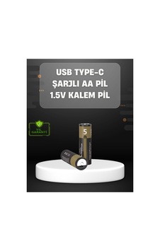 Usb Type-c Girişli Şarjlı Aa Lityum Pil 1.5v Sabit Çıkış 3200mwh 2'li Pa - Hs08376772-7 Usb Type-c Girişli Şarjlı Aa Lityum Pil 1.5v Sabit Çıkış 3200mwh 2'li Pa - Hs08376772-7