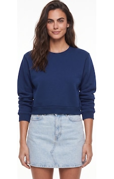 Onloox Kadın Lacivert Lacivert Şardonlu Bisiklet Yaka Basic Crop Uzun Kollu Ribana Detaylı Sweatshirt Onloox Kadın Lacivert Lacivert Şardonlu Bisiklet Yaka Basic Crop Uzun Kollu Ribana Detaylı Sweatshirt