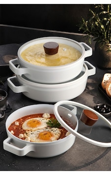 Neoflam Fika Seramik Kaplama İndüksiyonlu Cam Kapaklı 6 Parça Sahan Seti - Beyaz Neoflam Fika Seramik Kaplama İndüksiyonlu Cam Kapaklı 6 Parça Sahan Seti - Beyaz