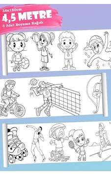 Spor Temalı Eğitici Aktivite Dev Boyama Kağıdı 4,5 Metren11 Spor Temalı Eğitici Aktivite Dev Boyama Kağıdı 4,5 Metren11