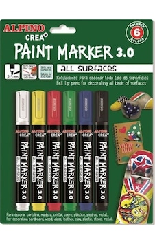Alpino Crea Paint Marker 3.0 Tüm Yüzeyler İçin Boyama Markörü 6'lı Alpino Crea Paint Marker 3.0 Tüm Yüzeyler İçin Boyama Markörü 6'lı