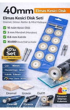 Senbang 40 Mm Elmas Kesici Disk Seti Mini Matkap & Dremel Uyumlu Cam Seramik Metal Kesme 10 Lu Set Senbang 40 Mm Elmas Kesici Disk Seti Mini Matkap & Dremel Uyumlu Cam Seramik Metal Kesme 10 Lu Set