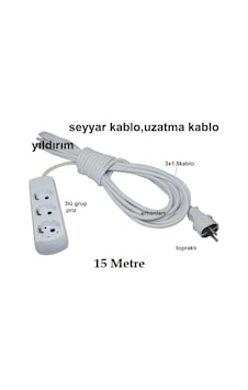 Seyyar Kablo Uzatma Kablo Ara Kablo 15 Metre 3 Lü Grup Priz Seyyar Kablo Uzatma Kablo Ara Kablo 15 Metre 3 Lü Grup Priz