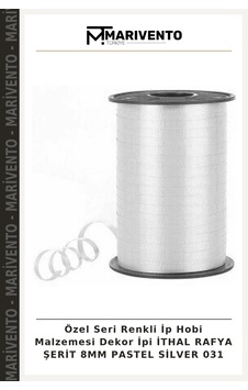 Özel Seri Renkli İp Hobi Malzemesi Dekor İpi İthal Rafya Şerit 8mm Pastel Silver 031 1 Adet