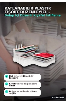 Katlanabilir Plastik Tişört Düzenleyici Aparat - 1 Adet, Dolap İçi Organizer Bx-313490 0 Katlanabilir Plastik Tişört Düzenleyici Aparat - 1 Adet, Dolap İçi Organizer Bx-313490 0