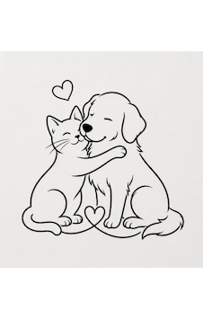 Kedi Köpek Dostluğu Sticker Oto Sticker 20x20 Kedi Köpek Dostluğu Sticker Oto Sticker 20x20