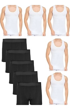 Shopiolog Erkek Dar Kalıp 5 Atlet Ve 5 Boxer Set