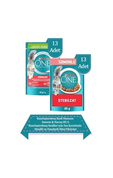 Purına One Sterilcat Yaş Kısırlaştırılmış Kedi Maması 26'lı Karma Paket Somon 13x85g, Hindi 13x85g Purına One Sterilcat Yaş Kısırlaştırılmış Kedi Maması 26'lı Karma Paket Somon 13x85g, Hindi 13x85g