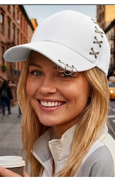 Uniquetrenders Kadın Piercing Halkalı Çapraz Metal Detaylı Özel Tasarım Baseball Cap Streetwear Şapka Beyaz Uniquetrenders Kadın Piercing Halkalı Çapraz Metal Detaylı Özel Tasarım Baseball Cap Streetwear Şapka Beyaz