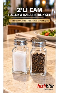 Bymyhand Çelik Kapaklı Cam Ev Lokanta Ve Restoran İçin Tuzluk Ve Karabiberlik 2'li Set Metalik Gri Bymyhand Çelik Kapaklı Cam Ev Lokanta Ve Restoran İçin Tuzluk Ve Karabiberlik 2'li Set Metalik Gri