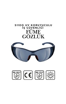 S1100 Füme İş Güvenlik Gözlüğü Uv Korumalı Silikonlu Kaymaz Gövde Burun Acıtmaz Gözlük İş Güvenliği S1100 Füme İş Güvenlik Gözlüğü Uv Korumalı Silikonlu Kaymaz Gövde Burun Acıtmaz Gözlük İş Güvenliği