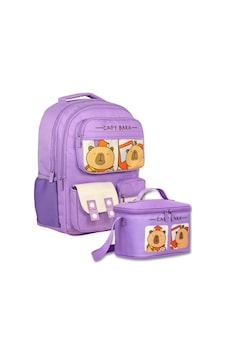 Capybara Kız Çocuk Çok Cepli Okul Çantası+beslenme Çantası Seti - Setcpb6215b Lila Capybara Kız Çocuk Çok Cepli Okul Çantası+beslenme Çantası Seti - Setcpb6215b Lila