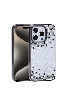 Apple iPhone Uyumlu 15 Pro Kılıf Airbag Tasarımlı Damla Taşlı Şeffaf Zore Pera Silikon Kapak - Siyah Apple iPhone Uyumlu 15 Pro Kılıf Airbag Tasarımlı Damla Taşlı Şeffaf Zore Pera Silikon Kapak - Siyah