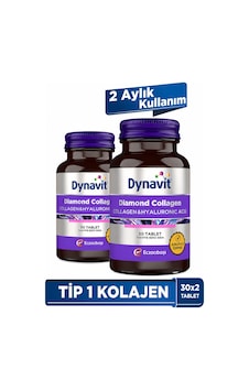 Dynavit Diamond Collagen&hyaluronic Acid Complex 30 Tablet X2 - Saç&cilt&tırnak - Hidrolize Peptit Tip 1 Balık Kolajeni, Hyaluronik Asit, Resveratrol, Nar Meyve Kabuğu Ekstresi